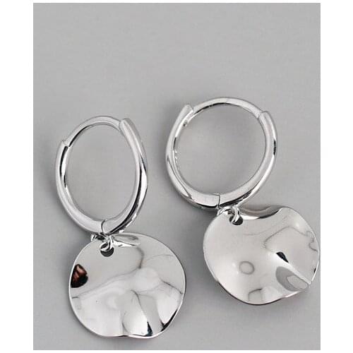 Real 925 Sterling Silver Geometric Irregular Round Hoop Huggies Earrings For Fashion Women Fine Jewelry Punk Accessories