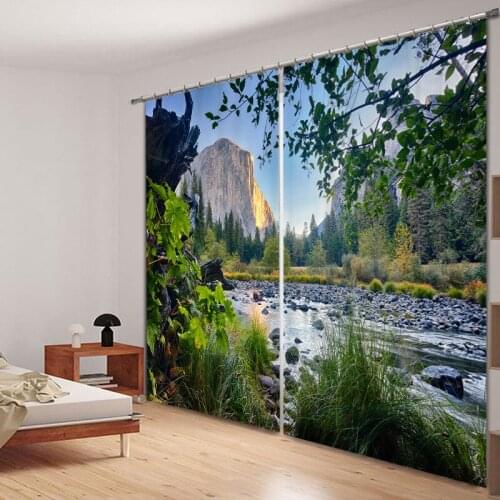 Riverside scenery 3D Blackout Window Curtains For Living room Bedding room Hotel/Office Curtain Drapes Cortinas para sala