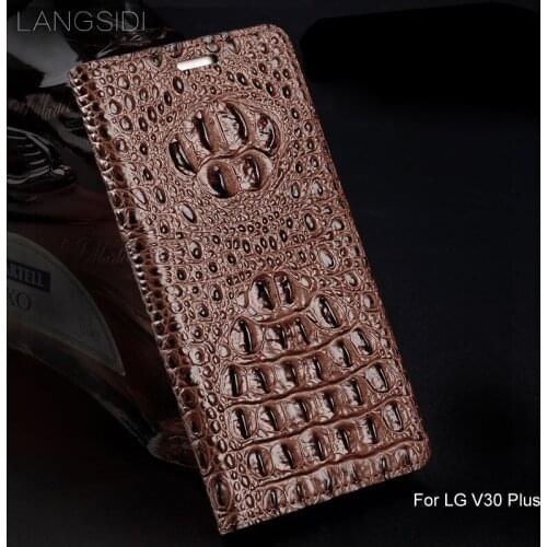 Luxury genuine leather flip phone case Crocodile back texture For LG V30 Plus All-handmade phone case