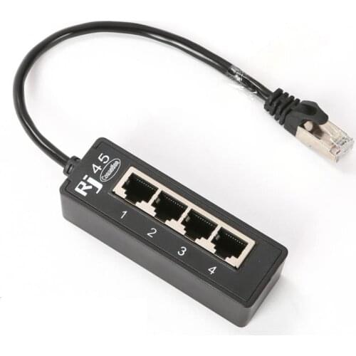 RJ45 1 Male To 4 Female Ports Ethernet Network Plug Cable Splitter Extension Adapter Male To Female Connector For Routers Hubs