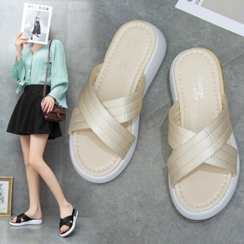 Fashion outer wear summer new style womens flip flops outer wear thick-soled cross casual beach sandals X862