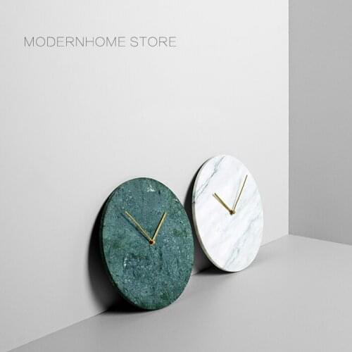 Modern Fashion Nordic Design Popular Top wholesale Cheap Home Living Room Round Real Marble Wall mounted Decoration Clock 1PC