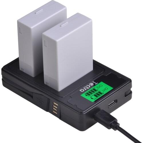 Tectra 2pc 1800mAh for Canon LP-E8 LP E8 LPE8 Battery+Type C port Charger for Canon 550D 600D 650D 700D X4 X5 X6i X7i T2i Camera