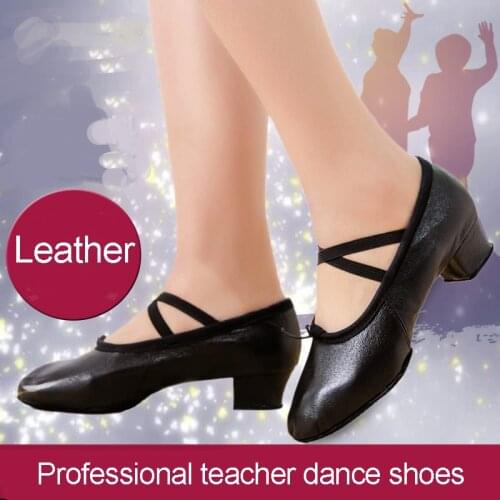 New Leather Stretch Jazz Dance Shoes For Women Ballet Dancing Shoe Teacherss Dance Sandals Excercise Shoe