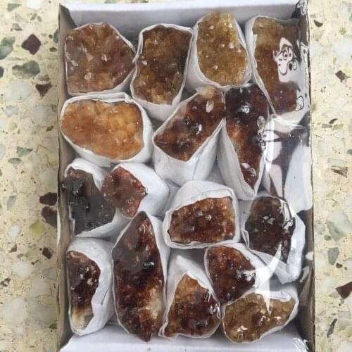 1 box Natural citrine quartz Crystal gemstone cluster meditation reiki healing chakra rough crystal specimen flower home decor