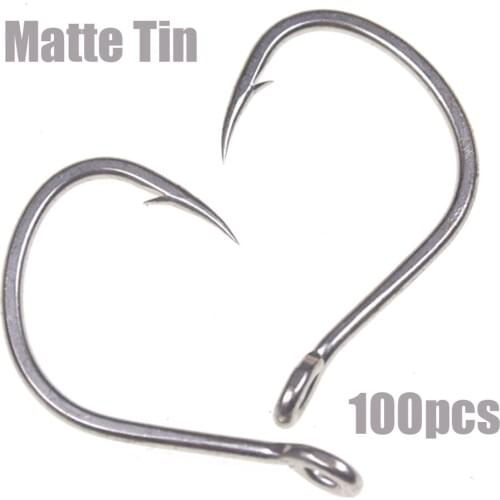 100pcs Anti-rust Matte Tin Thick Steel Wire Barbed Hook Strong Saltwater Assist Jigging Lure Hook 1# 1/0 2/0 3/0 4/0 5/0