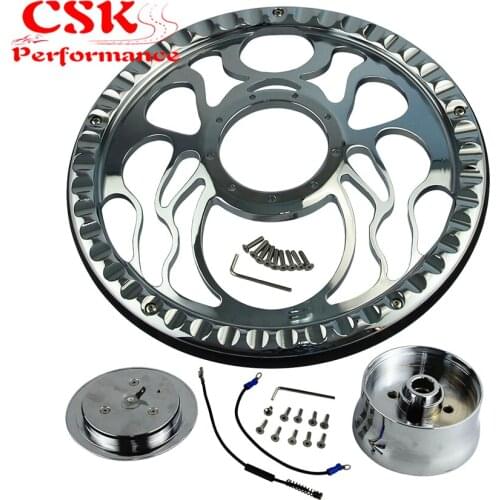 14" 9-Bolt Chrome Aluminum Half Wrap Steering Wheel+Horn Button & Adapter For G M