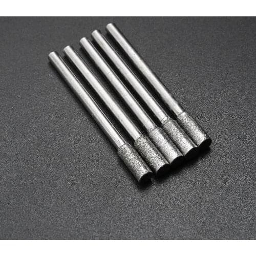5pcs/set Diamond Grinding Burr Drill Bits Engraving Rod Cutter Head 4mm Grinding For Mill Rotary Cutting Craftsman Tool