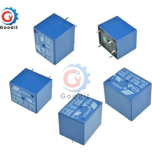 5PCS/Lot Power Relay T73 SRD-05VDC-SL-C DC 5V Rating Coil SPDT Miniature Power Relay Shield Household Appliance 5 Pin PCB Relay