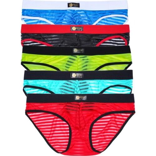 5PCS/Lots Sexy Underwear Ultra-thin Mesh Transparent Briefs Slip Hombre Penis Pouch Panties Calzoncillos Cueca Jockstrap Mutande