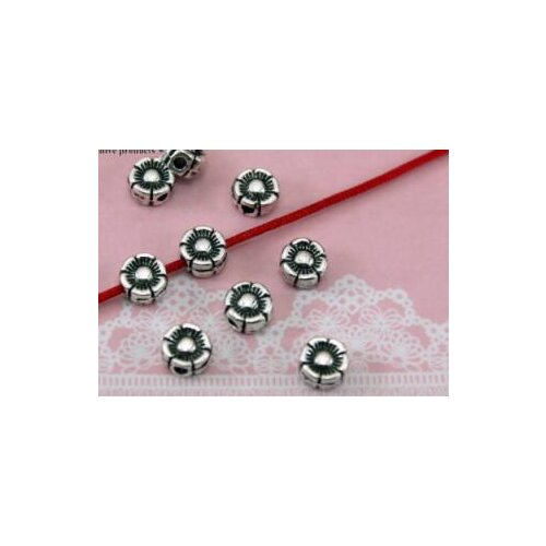 50Pcs/lot Tibetan Silver Metal Double-sided florets Beads Spacer Beads for Jewelry Making DIY Charm Bracelet 6mm