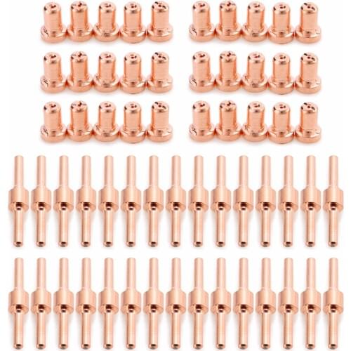 60PCS Copper Plasma Cutter Nozzles Set Extended Long Tip Nozzle Electrode For PT31 LG40 40A Plasma Cutting Tool Accessories
