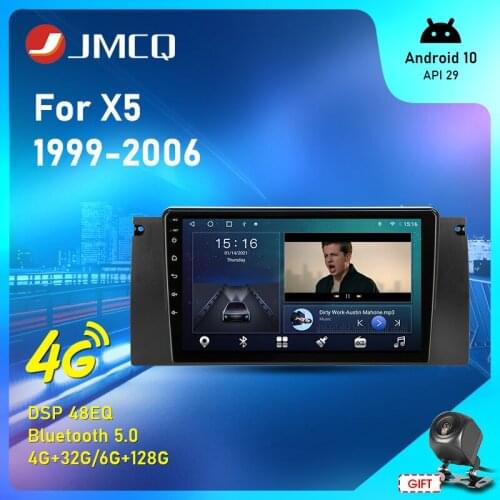 JMCQ 2 din Android 10 Car Radio For BMW X5 E39 E53 1999 2000 2001 2002 2003 2004 - 2006 Multimedia Video Player GPS DSP RDS DVD
