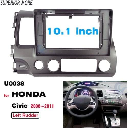 2 Din 10.1 Inch Car Radio Fascia for Honda Civic Left Hand Drive Stereo Panel Dashboard Installation Trim Kit DVD Frame Bezel