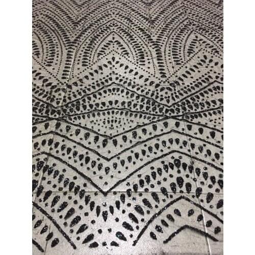 Black silver gold African Lace fabric with glitter Sequins High Quality mesh tulle Lace Fabric for dresses new design