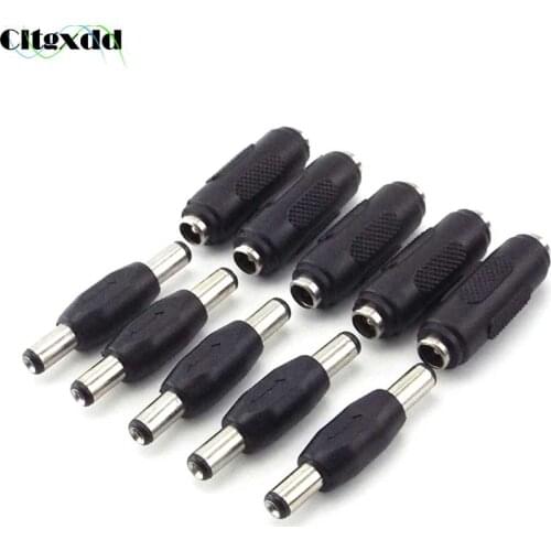 Cltgxdd 10X 5.5*2.1mm DC Jack Male to Male Plug Connector Power Socket Female to Female Wire Panel Mounting Adapter 5.5mm 2.1mm