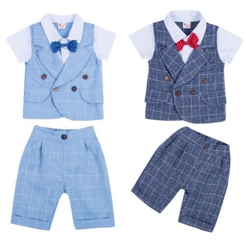 Baby Boy Kids Wedding Formal Suit Bowtie Gentleman Tops+Pants Outfits Clothes