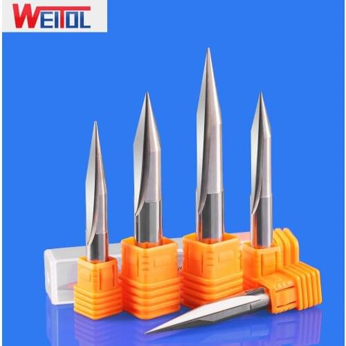WeiTol 5A 8mm 10mm Shank 1PCS Tungsten Carbide 2 Flutes V Shape Engraving Bit Cut Wood End Mill Free Shipping