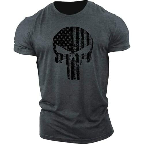Hot T-shirt Skull 3D printing T-shirt mens short-sleeved casual sweatshirt army green 2021 summer hot sale
