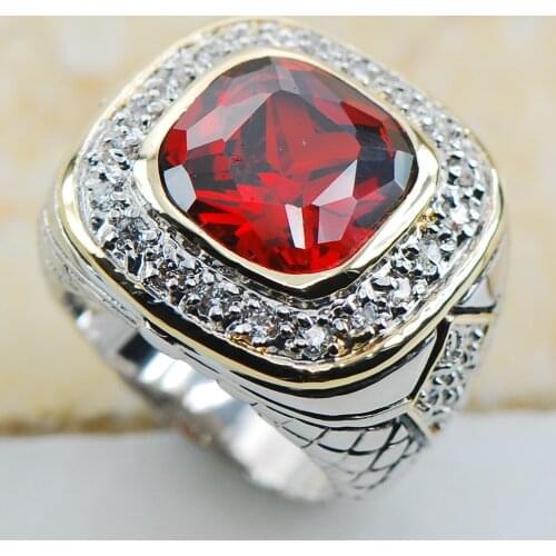 Garnet 925 Sterling Silver Top Quality Fancy Jewelry wedding Ring Size 6 7 8 9 10 F1161