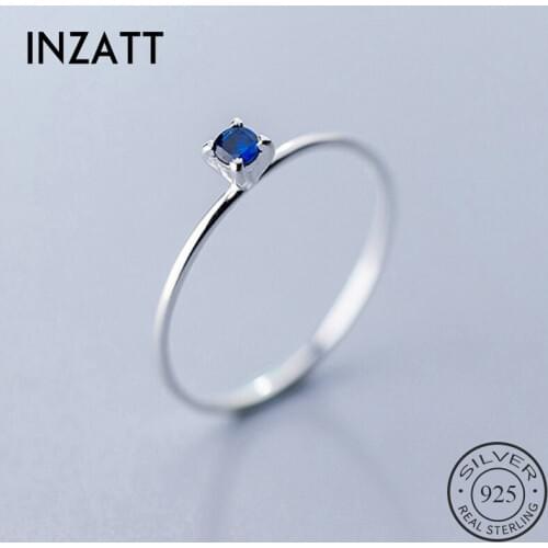 INZATT Real 925 Sterling Silver Blue Zircon Ring For Fashion Women Trendy Fine Jewelry Minimalist Accessories 2019 Gift