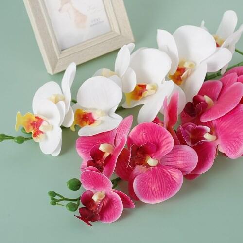 Artificial Butterfly Orchid Phalaenopsis Bouquet Fake Flowers Silkflower Party Ornament Supplies Wedding Home Office Decoration