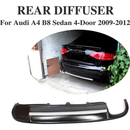 PU Black Rear Bumper Diffuser Lip Guard For Audi A4 B8 Sedan 4-Door 2009-2012 Single exhaust two outlet