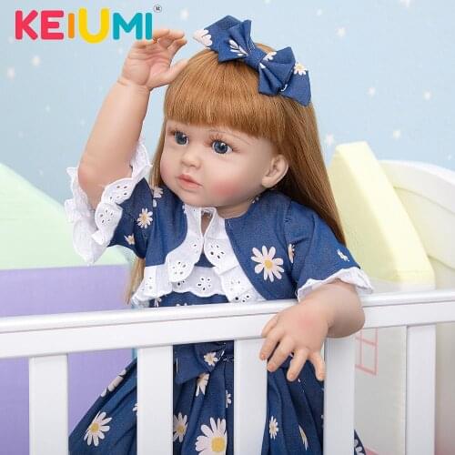 KEIUMI 23 Inch Cloth body Princess Baby Doll Lifelike Full Silicone Body Reborn Bebe Toys For Children Birthday Xmas Gifts