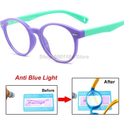 217 Round Glasses Kids Anti Glare Filter Children Eyeglasses Girl Boy Optical Frame Clear lenses UV400 Anti Blue Light Blocking