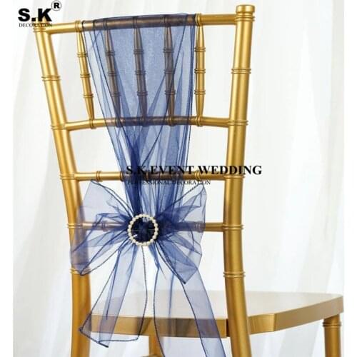 Wholesale Organza High Quality Chair Sashes Wedding Chair Knot Cover Decoration Chairs Bow band Belt Ties For Weddings Banquet