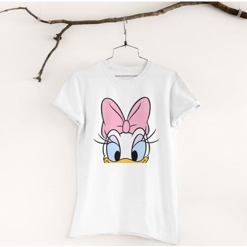 Disney Summer Women T-Shirts Fashion Kawaii Clothes White T Shirts Female Daisy Cartoon Pattern Harajuku Outdoor Dropship Top