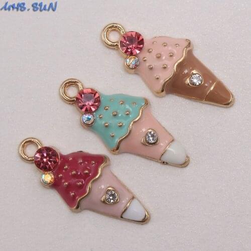 MHS.SUN Small Ice Cream Pendant For Girls Child DIY Necklace/Bracelets Charms Alloy Pendants Accessories 20Pcs/lot