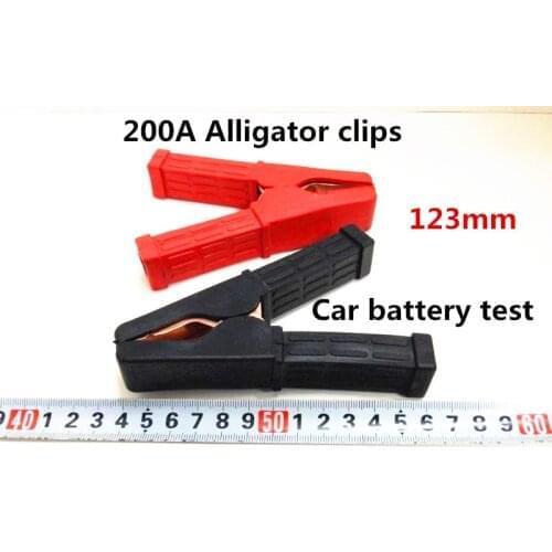 2pcs 200A Copper Plated Insulated Car Battery Clip Alligator Clip Test Clamp Connector Red Black