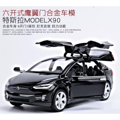 Tesla modelx90 car model 1:32 simulation alloy car model return force car car childrens new year adult gift black car