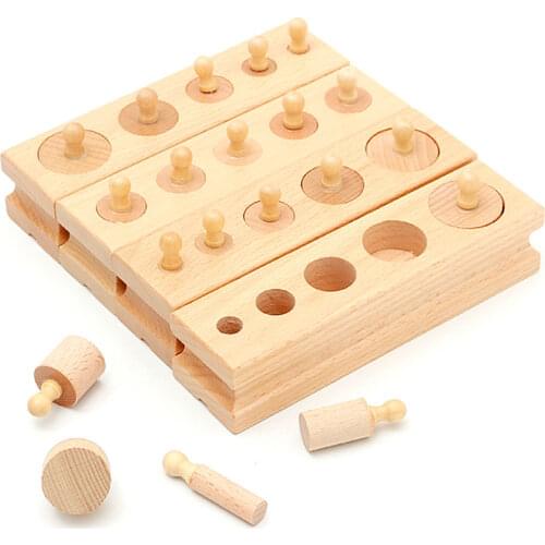 Montessori Sensory Toys Cylinder Set Preschool Educational Learning Wooden Toys for Children Juguetes Montessori ME2344H