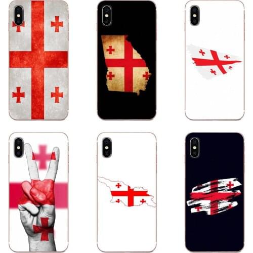 Soft TPU Cell Case For iPhone SE2020 11 Plus Pro X XS Max XR 8 7 6S SE 4S 5 5C 5S Georgia Grunge Flag Banner