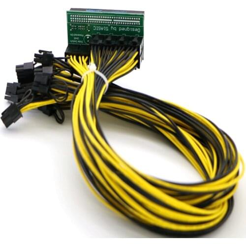 Mining Power Supply Kit - 10x 6Pin Port Breakout Board and 60CM UL 1007 16AWG PCI-E 6Pin to 6+2Pin Cable