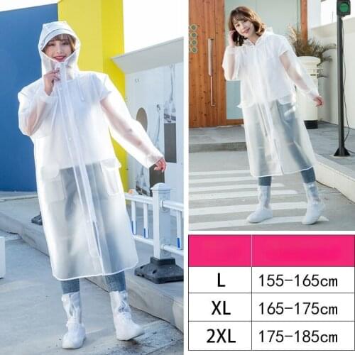 High Quality Fashion EVA Women Man Raincoat Adult Clear Transparent Camping Rainwear SuitThickened Waterproof Rain Poncho Coat