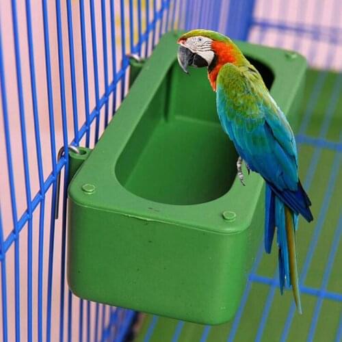 Parrot Birds Water Hanging Bowl Food Container Parakeet Feeder Box Pet Cage Plastic Feeding Cup