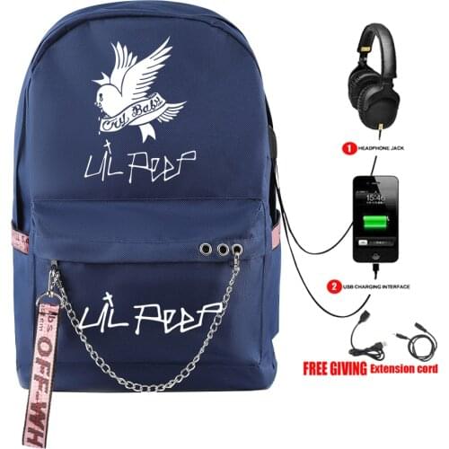 Popular Printed Lil Peep Backpack Fashion Design school backpack Men Women Student Bags USB multifunction travel Bag Laptop Pack