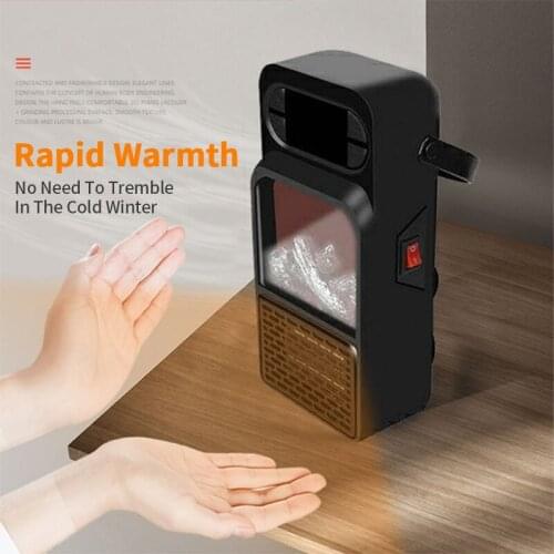 Mini Portable Electric Space Heater Desktop Heating Warm Air Flame Heater For Home Office Radiator Warmer Fast Heat Thermostat