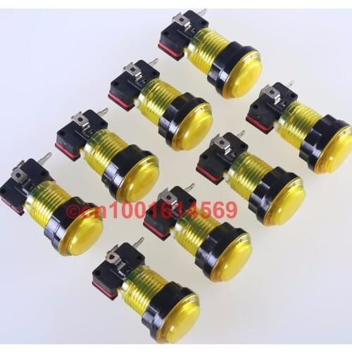 Reyann 8pcs/lot 30mm 5V LED illuminate Round Arcade LED Exit Button For Arcade Bundle Classic Video Games & JAMMA Game - Yellow