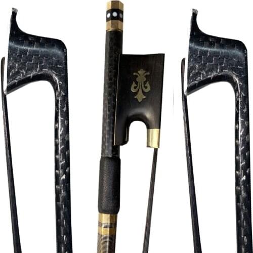 15pc plaid Carbon fiber violin bow 4/4 size new black horse hair professional Gold ebony frog