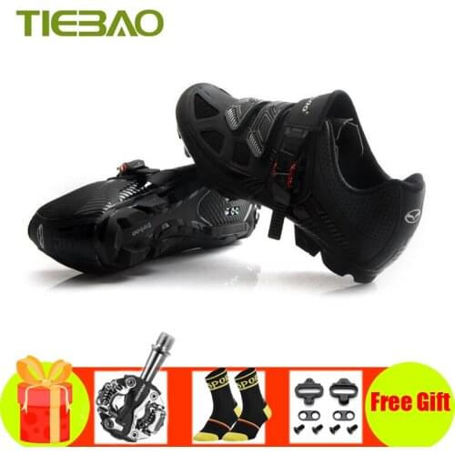 Tiebao Cycling Shoes Sapatilha Ciclismo MTB SPD Pedals Mountain Bike Shoes Breathable Self-Locking Sneakers Men Bicycle Shoes