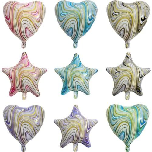 18 Inch Aluminum Foil Balloon Birthday Wedding Party Decoration Colorful Moire Heart-shaped Five-pointed Star Globos