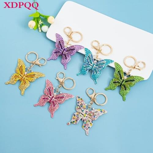 XDPQQ fashion jewelry keychain color butterfly shape keychain accessories lady bag pendant decoration souvenir gift