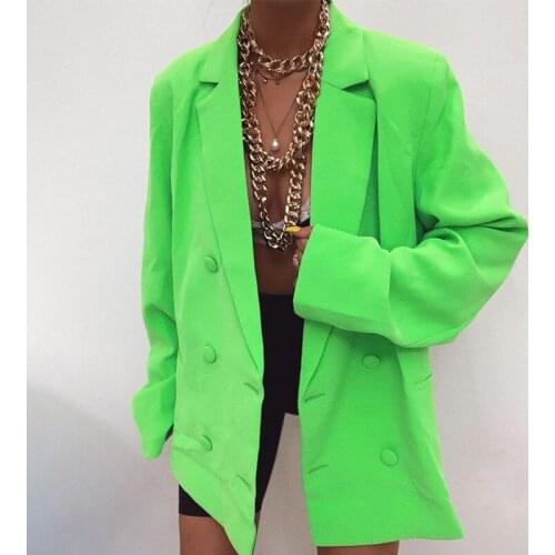 New Arrival 2021 Spring Fall Double Breasted Blazer Long Sleeve Jacket Women Loose Coat Winter Female Casual Oversized Overcoat