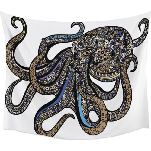 Animal Octopus Lines Petals Tapestry Wall Hanging Wall Art Bedroom Painting Tapestry Wall Home Decoration Dorm Decor Yoga Mat
