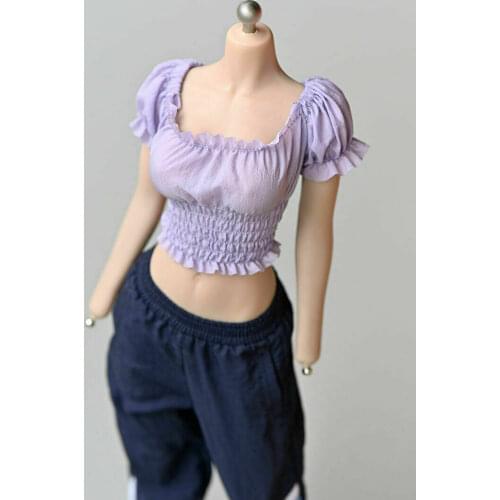 1/6 Purple Bubble Sleeve Pleated Blouse Model for 12" Tbl Ph Female Body Figure