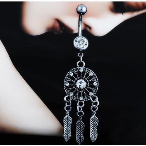 1pc Crystal Surgical Steel Dream Catcher Belly Button Rings Navel Piercing Pircing Ombligo Nombril Body Piercing Jewelry